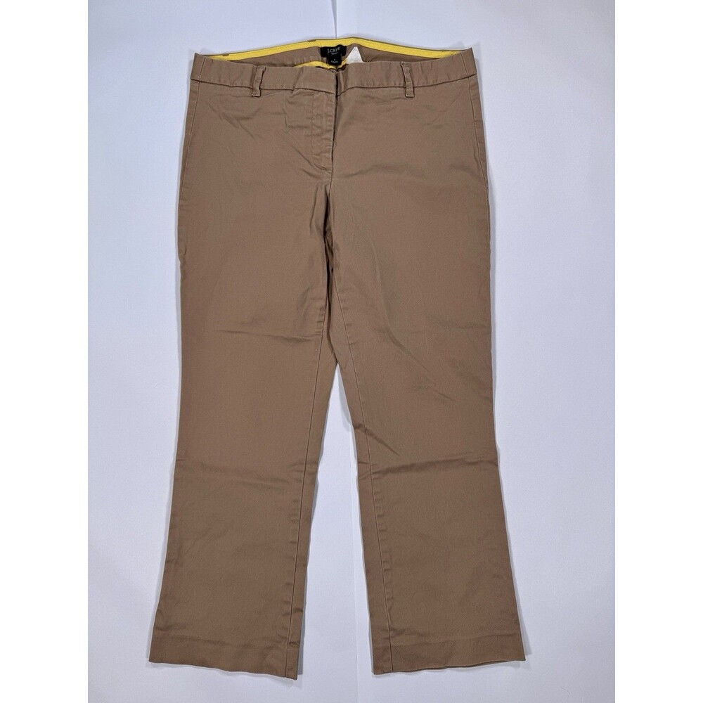 J Crew Tan Khaki Womens Flat Front Stretch City Fit Cropped Pants Size 6